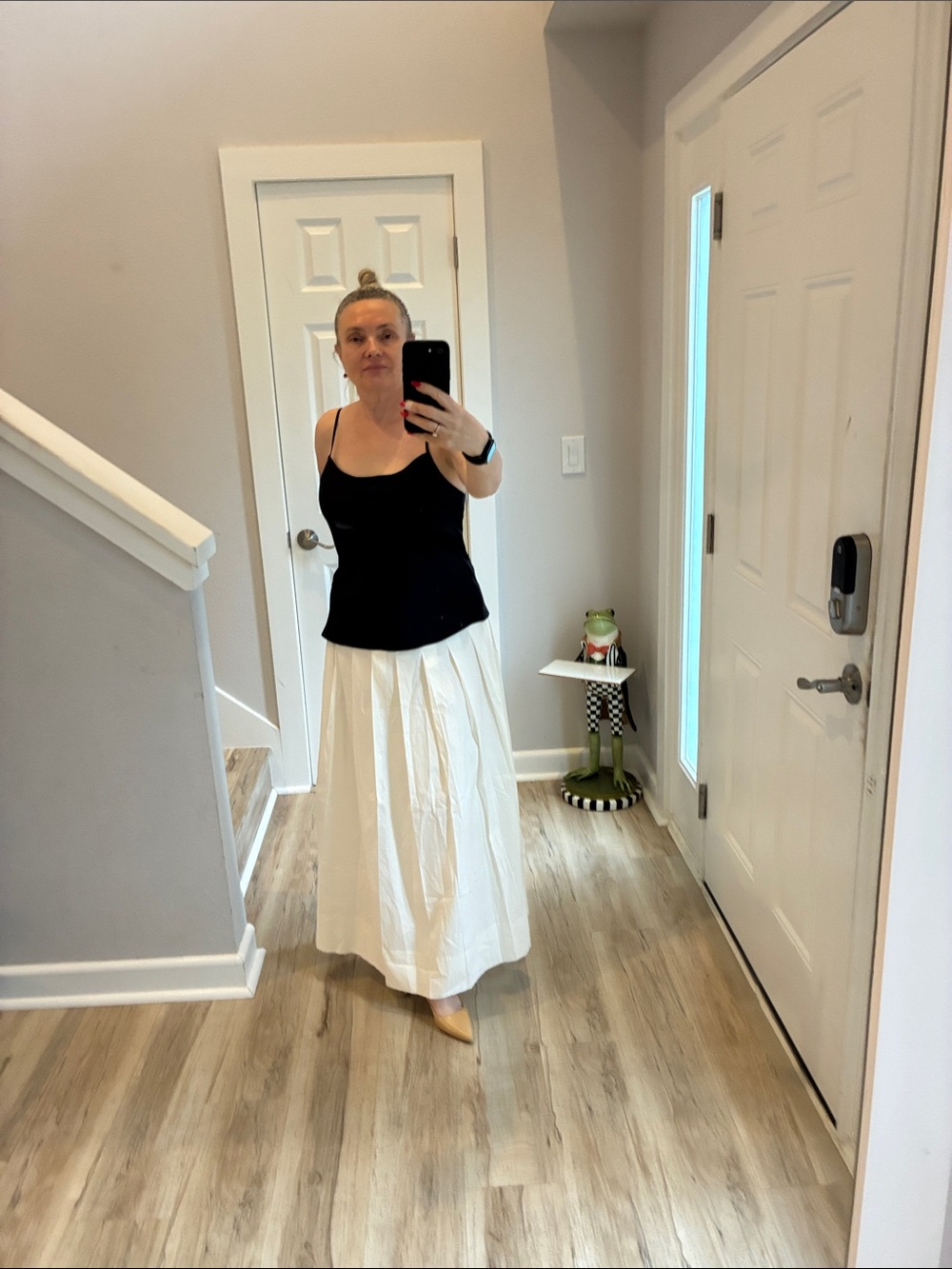 Reformation White Full-Length Pleated Maxi Skirt